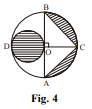 If OA = 7 cm, then find the area of the shaded region.